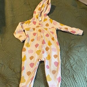 Carter's Pink and Yellow Heart Print Hooded Footie